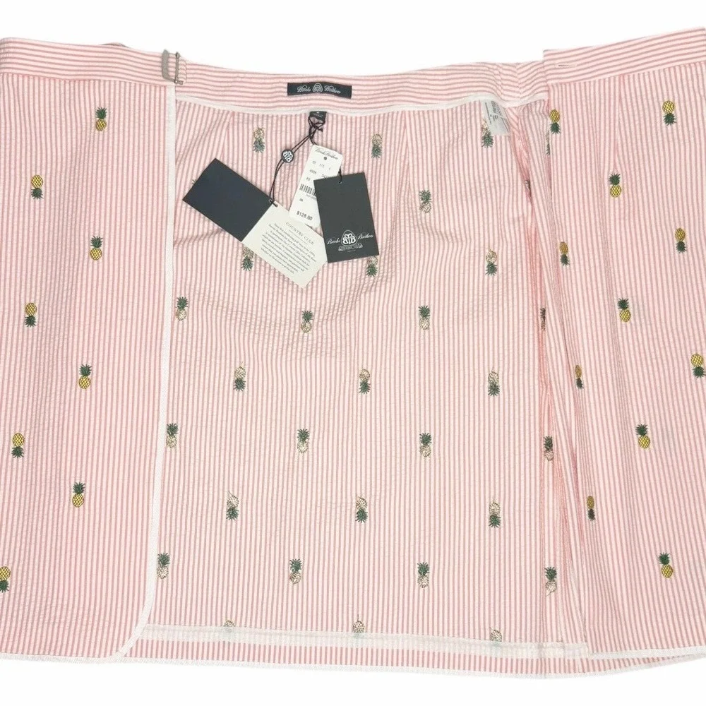 BROOKS BROTHERS Country Club Pink Seersucker Pineapple‎ Wrap Skirt Prep Size 6
